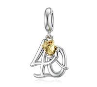 LANBEIDE Ciondoli pendenti in argento Sterling per braccialetti Pandora per 16°, 18°, 21°, 30°, 40°, 50° compleanno, con rosa dorata, da donna, Argento sterling
