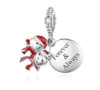 LANBEIDE Ciondolo natalizio per charm Pandora, in argento sterling 925, con fiocco di neve, Babbo Natale, cane, gatto, per Pandora, regalo di Natale per donne, Argento sterling