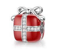 LANBEIDE Ciondolo natalizio per charm Pandora, in argento sterling 925, con fiocco di neve, Babbo Natale, cane, gatto, per Pandora, regalo di Natale per donne, Argento sterling, Zircone