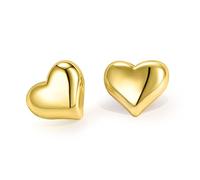 LANBEIDE - Orecchini a forma di cuore o fiocco, con perno, in argento Sterling placcato oro 14 carati,da donna, ottimi come regalo