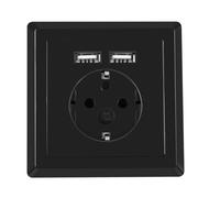 LANBERG AC Wall Socket SCHUKO with 2 Porta USB CARICER, Black