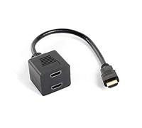 lanberg AD-0019-BK HDMI A Maschio a 2 Prese HDMI A (1.4), Adattatore Splitter con Cavo, 20 cm, Nero