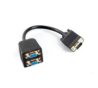 lanberg AD-0020-BK Vga (15 poli) maschio a 2 prese Vga (15 poli) femmina adattatore splitter con cavo, 20 cm, nero