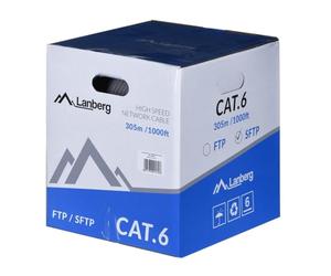 LANBERG LCS6-11CU-0305-S Bobina TRENZADO CU, Cat. 6, 305M, Gris