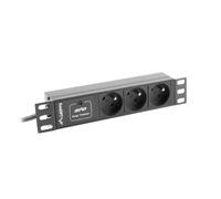 Lanberg PDU-03E-0200-BK 1U Orizzontale Nero 3 presa(e) AC Tipo E Attività 2m