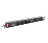 Lanberg PDU-04E04I-0200-IEC-BK 1U Orizzontale Nero 4 presa(e) AC Accoppiatore