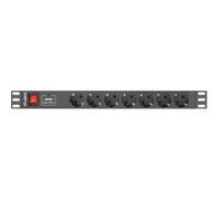 Lanberg PDU-07F-0200-IEC-BK 1U Orizzontale Nero 7 presa(e) AC Tipo F