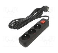 Lanberg PS1-03E-0300-BK prolunghe e multiple 3 m 3 presa(e) AC Interno/esterno Nero