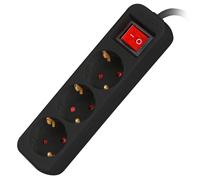 LANBERG Strisce Marca Modello 3 Strisce SCHUKO USCITE con Protezione Nera 1.5M