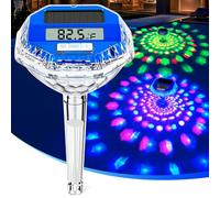 LanBlu Termometro Piscina Galleggiante con Luce, Solare Termometro Piscina Digitale Facile da Leggere di Notte, Termometro per Piscina Galleggiante con Schermo LCD, Termometro da Piscina per Laghetto