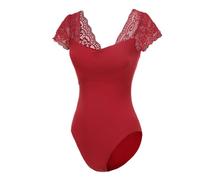 Lanbodance - Body a maniche corte da donna per danza classica, costume da ballerina adulta, Small
