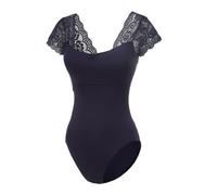 Lanbodance - Body a maniche corte da donna per danza classica, costume da ballerina adulta, X-Large