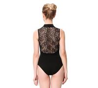 Lanbodance Body da donna con cerniera per danza classica per adulti, Pizzo nero., Small