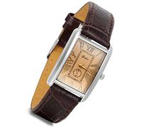 Lancardo retro vintage argentato di coccodrillo modello in pelle marrone da donna coppia orologio da uomo, donna (pezzi)