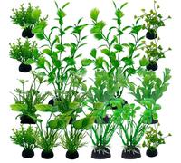 LANCARE Piante di plastica decorazione acquari, plastica decorazione e paesaggistica, decorazione e copertura in resina per pesci (16 pz verde A)