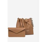 Piccola borsa a secchiello in pelle PUR & ÉLÉMENT Marrone TU