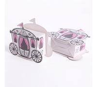 Lance Home® 50pz Bomboniere Carta, Carrozza Principessa Ragazza Bambino Candy scatole regalo, Scatole Cubo Confetti di Nascita Bambino Compleanno Portaconfetti Segnaposto Compres Rosa