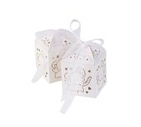 Lance Home® 50pz Bomboniere Carta, Cava Fuori Elefante Bambino Candy scatole regalo, Scatole Cubo Confetti di Nascita Bambino Compleanno Portaconfetti Segnaposto Nastro Accessori Compres