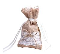 Lance Home® Sacchetti in Tela, 30 pz Sacchetto rustici Juta Naturale in Lino con Fiocco Pizzo Decorazione Matrimonio Tema Natura bomboniera con Nastro e Etichetta