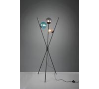 LANCE PIANTANA 3 ASTE NERA CON 3 SFERE VETRO MULTICOLOR ATTACCO E14 H. 156CM