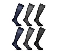 LANCETTI 6 Paia di Calze Classiche Eleganti e Lunghe per Uomo in Pregiato Cotone Filo di Scozia, Blu Notte, Nero, Grigio Antracite 45-46