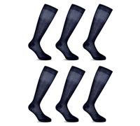 LANCETTI 6 Paia di Calze Classiche Eleganti e Lunghe per Uomo in Pregiato Cotone Filo di Scozia, Blu Notte 45-46