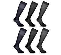 LANCETTI 6 Paia di Calze Classiche Eleganti e Lunghe per Uomo in Pregiato Cotone Filo di Scozia, Blu Notte, Nero, Grigio Antracite 39-41