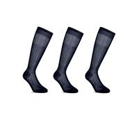 LANCETTI - Calze Uomo Lunghe a Coste Eleganti e Confortevoli, 100% Cotone Filo di Scozia, 3 Paia Tinta Unita