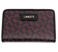 LANCETTI Portafoglio Donna, 18 Slot, Pelle Sintetica Stampata, Logo Metallico Oro, Portamonete Doppio Scomparto con Zip, Dimensioni 15,5x9,5x3,5 cm Linea Rosanna Art. 517-71 (BORDO' RIFINITO NERO)