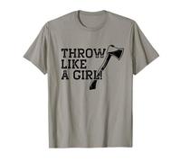 Lancia Come Una Ragazza! Axe Throwing Woman Meme Maglietta