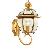 Lancia da parete da esterno in ottone dorate europeo Spacchi trasparenti in vetro trasparente Sfonce Waterproof e Dust Apro prova da parete Affronta del corridoio della porta anteriore Illuminazione