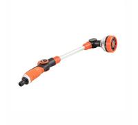 Lancia per irrigazione con 8 modalità di spruzzo regolabili, manico lungo 48 cm e ugello rotante a 180°, perfetta per appendere cesti, irrigazione delle piante, cura del prato, bagno degli animali