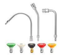 Lancia per rondella elettrica in acciaio inossidabile 30 90 e 120 estensione della bacchetta curva con 5 punte dell'ugello da 1/4 di pollice Quick Connect 4000 PSI per la pulizia della grondaia