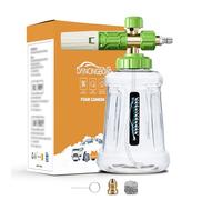 Lancia Schiuma da Neve con Attacco Rapido 1/4 per Pistola Idropulitrice, 1L Snow Foam Lance con Ugello a Spruzzo Regolabile & Eadattatore di Nuova Generazione (bianco e verde)