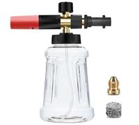 Lancia schiuma per idropulitrice Karcher serie K K2 K3 K4 K5 K6 K7, erogatore di sapone da 1 l, con ugello regolabile e connettore per accessori per idropulitrice (rosso