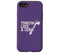 LANCIARE COME UNA RAGAZZA! Una donna con un'ascia divertente meme Custodia per iPhone SE (2020) / 7/8