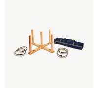 Lancio ad anelli - 100 x 100 cm - Gioco gigante per il giardino - Legno duro Eco - Prodotto India - Design India - in borsa - Completo di gambe in legno alte 57 cm
