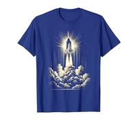 Lancio dello Space Shuttle Vintage, Kennedy Space Centre Maglietta, Uomo, Blu Reale, L