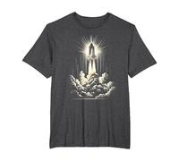 Lancio dello Space Shuttle Vintage, Kennedy Space Centre Maglietta, Uomo Taglie Grandi, Grigio Scuro, 3X Tall