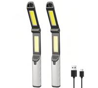 Lancoon Confezione da 2 luci di ispezione con torcia a LED con base magnetica da appendere, 4 modalità di illuminazione, 3 tipi di stoppini, porta di ricarica, pieghevole, ricaricabile, per esterni,