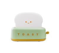 Lancoon - Lampada da notte LED, tostapane verde a forma di pane, adorabile decorazione da scrivania, tostapane a forma di lampada, kawaii, ricaricabile e portatile, con timer, idee per Natale, per