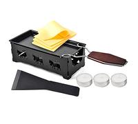 Lancoon - Mini set di griglia per raclette, antiaderente per formaggi, con manico pieghevole in legno, riscaldata da Candlelight