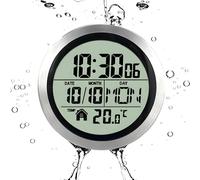 Lancoon Orologio da Doccia Moderno Impermeabile Senza Ticchettio, 5 Batterie, 4 Ventose sul Retro, Visualizza Ora Temperatura Data Giorno della Settimana per Bagno Camera Da Letto