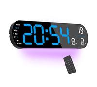 Lancoon - Orologio da parete LED digitale con conto alla rovescia, 9 luci ambientali, telecomando, temperatura, data, 10 livelli di regolazione della luminosità per soggiorno, camera da letto, casa