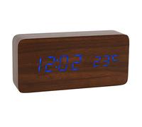 Lancoon Orologio Digitale In Legno Sveglia A Led Multifunzione Con Indicazione Di Ora/Data/Temperatura E Controllo Vocale Per I Viaggi In Ufficio AC11Brown_Blue