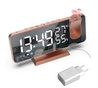 Lancoon Orologio Proiettore Radiosveglia A Corrente per Comodino con Display di Temperatura e Umidità, Funzione Posponi, Adattatore Incluso