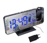 Lancoon Sveglia a proiezione con radiocontrollo digitale da comodino con adattatore modalità 12/24H temperatura indicatore di umidità dell'aria