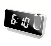 Lancoon Sveglia con proiezione schermo LED funzione snooze luce notturna silenziosa orologio digitale da tavolo per camera da letto ufficio plug in bianco