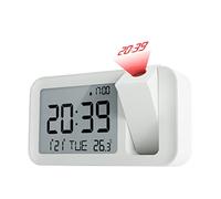 Lancoon Sveglia da Proiezione, Orologio Digitale con LCD Modalità Weekend Volume Luminosità Regolabile Snooze 12/24 Ore Batteria A Spina per Camera Letto Soggiorno Bianco