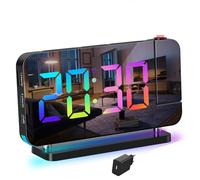 Lancoon Sveglia digitale con luce notturna colorata RGB con cifre colorate, orologio di proiezione per la casa, camera da letto, spina inclusa